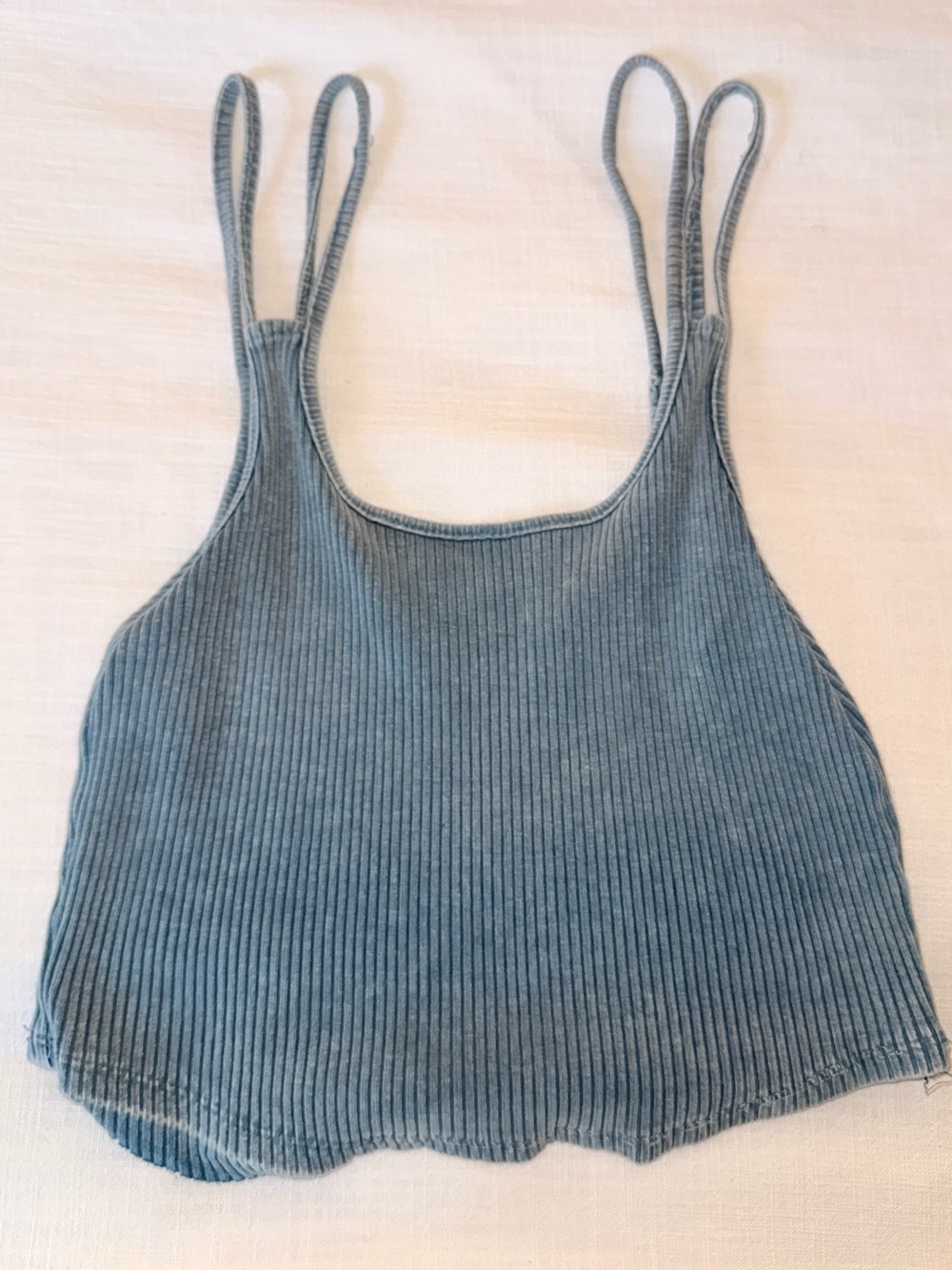 Mustard Seed Ribbed Double-Strap Camisole - Dusty Blue